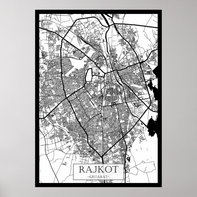 Poster Rajkot Gujarat City Map (Frente)