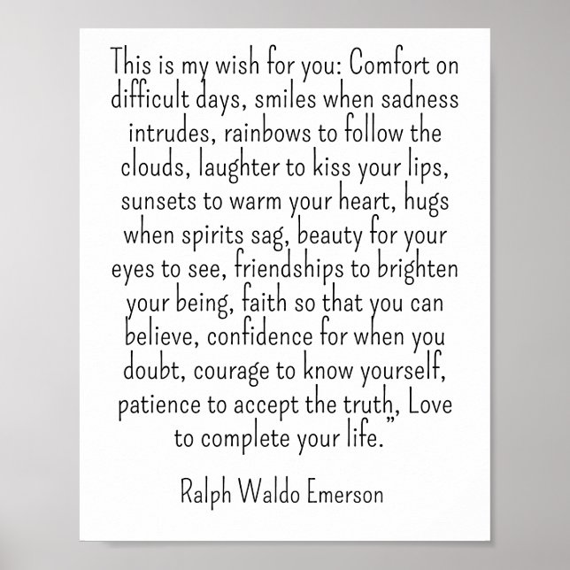 Poster Ralph Waldo Emerson quote - this is my wish (Frente)