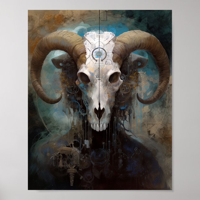 Poster Ram Skull Surreal Fantasy Art (Frente)
