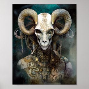 Poster Ram Skull Surreal Fantasy Art