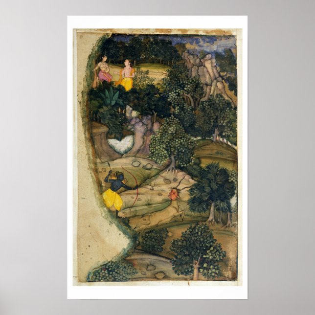 Pôster Rama perseguindo o Ouro Deer, do Ramayana, (Frente)