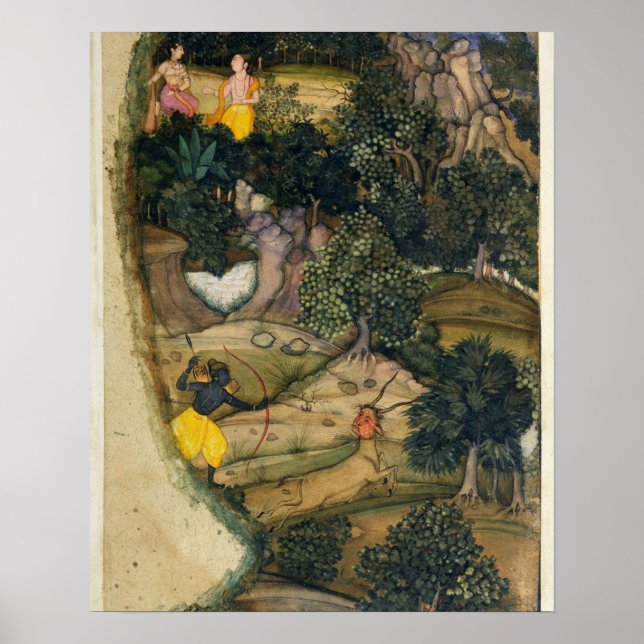 Pôster Rama perseguindo o Ouro Deer, do Ramayana, (Frente)