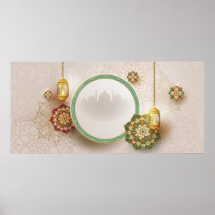 Poster Ramadã Dourado Vermelho e Verde