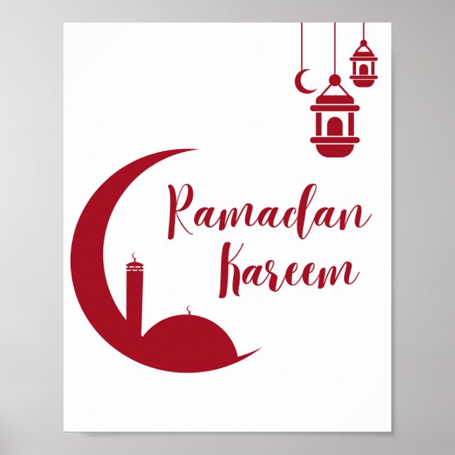 Poster Ramadan Kareem Crescent Moon & Lantern Wall Print  (Frente)