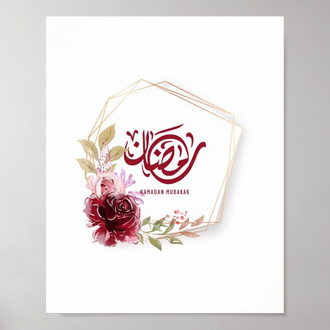 Poster Ramadan Mubarak Watercolor Floral (Frente)