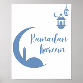 Poster Ramadão Kareem Crescente e Lanterna de Parede Eleg
