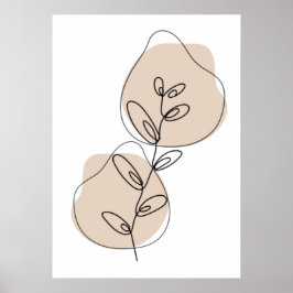 Poster Ramais E Folhas De Arte De Linha