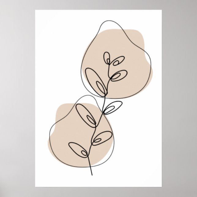 Poster Ramais E Folhas De Arte De Linha (Frente)