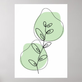 Poster Ramais E Folhas De Arte De Linha