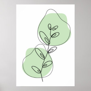 Poster Ramais E Folhas De Arte De Linha