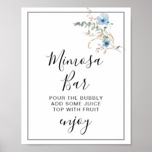 Poster ramalhete de flores aquarela azul empoeirado rústi