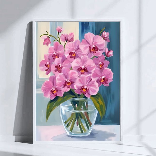 Poster Ramalhete de Flores de Orquídea Rosa Aquarela (Criador carregado)