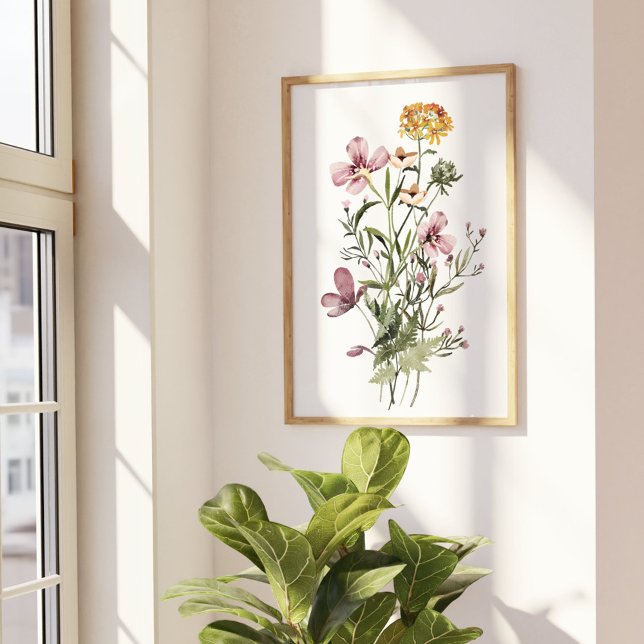 Poster Ramalhete de Flores Silvestres Aquarela #1 (In situ Beside the window)