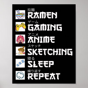 Poster Ramen Anime Jogos Repetir Otaku Anime Mangá Vídeo 
