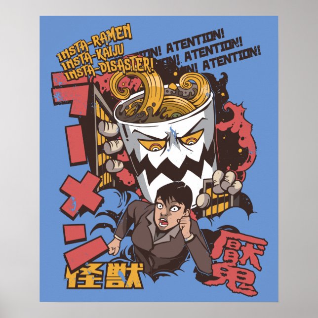 Poster Ramen Ataca Kaiju Japonês (Frente)