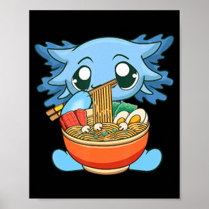 Poster Ramen Axolotl Kawaii Anime Comida Japonesa Garota-