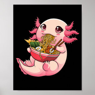 Poster Ramen Axolotl Kawaii Anime Comidas Japonesas Tee