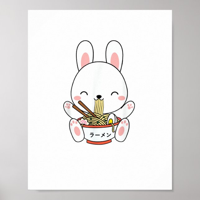Poster Ramen Bunny Bowl para Kawaii Ramen Noodle Soup Lov (Frente)