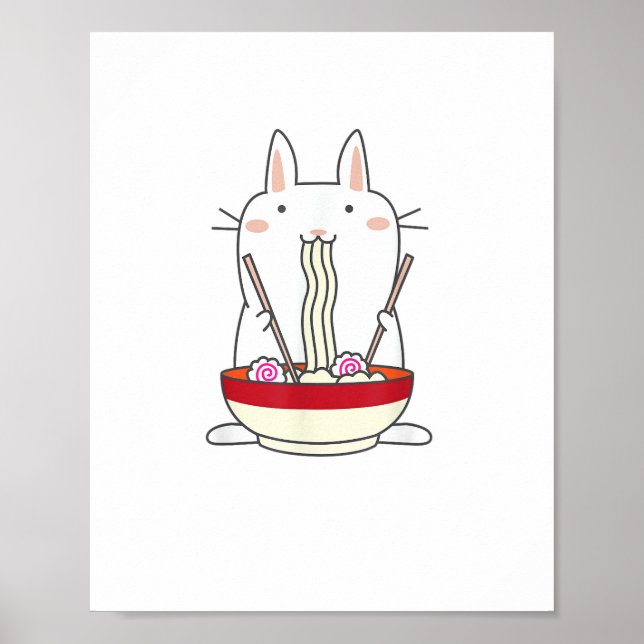 Poster Ramen Bunny Japonês Noodles Kawaii Rabbit Tee Gi (Frente)