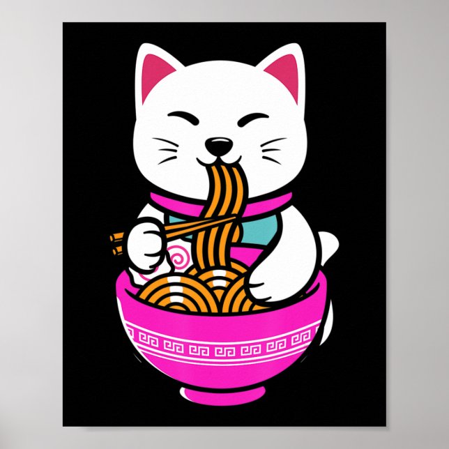 Poster Ramen Cat Anime Neko Gift Kawaii (Frente)