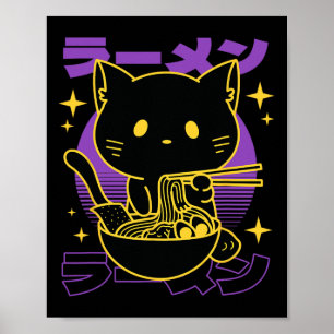 Poster Ramen Cat Japonês