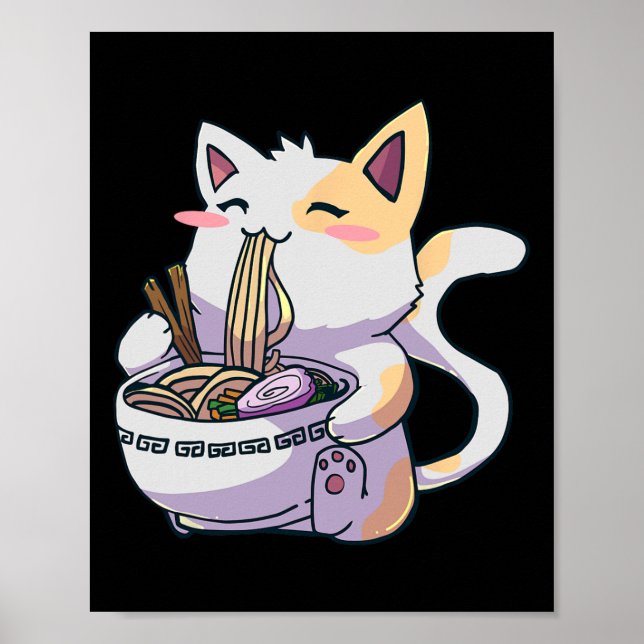 Poster Ramen Cat Kawaii Anime Japonês Kawaii Neko (Frente)