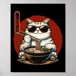 Poster Ramen Cat Kawaii Anime Japonês Kawaii Neko 1