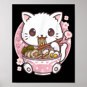 Poster Ramen Cat Kawaii Anime Ramen Cat Lovers Kawaii