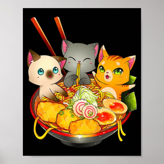 Poster Ramen Cat Kawaii Neko Anime Otaku Cats Japanese No (Frente)