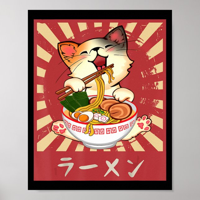 Poster Ramen Cat Neko Anime Kawaii Japonês Merch Gifts G (Frente)