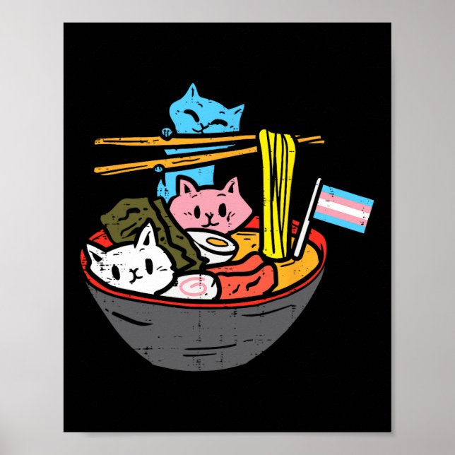 Poster Ramen Cat Transgender Lgbt Trans Pride Janpanese N (Frente)