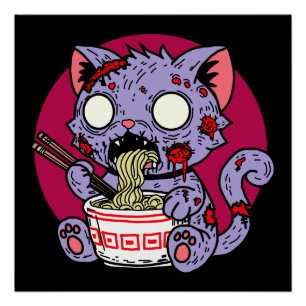 Pôster Ramen Cat Zombie