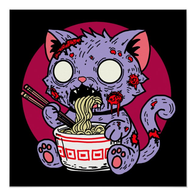 Pôster Ramen Cat Zombie (Frente)
