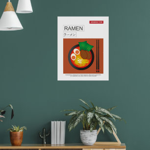 Poster Ramen, Comida Japonesa, Estilo Vetor Wall Art