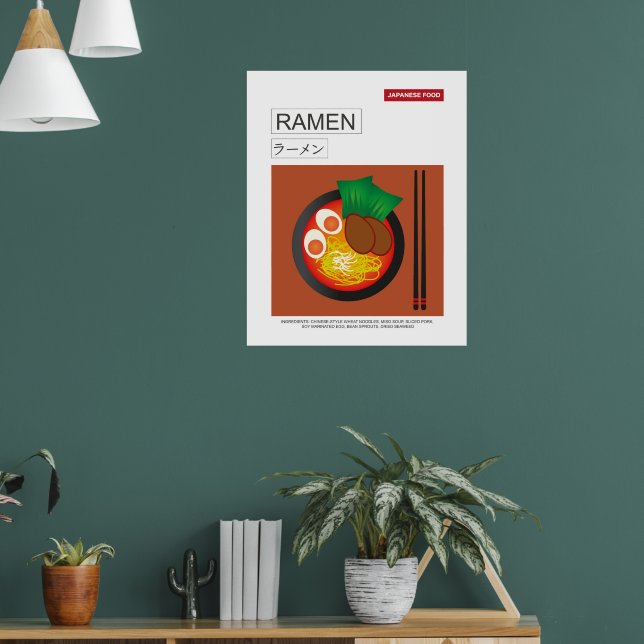 Poster Ramen, Comida Japonesa, Estilo Vetor Wall Art (Sala de Estar 1)
