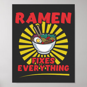 Poster Ramen conserta tudo - Design de citação engraçada