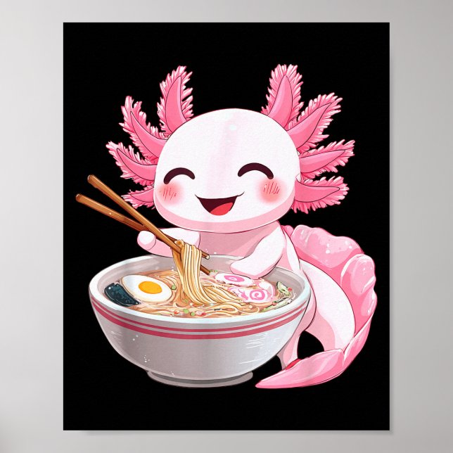Poster Ramen de Axolote Kawaii Anime (Frente)