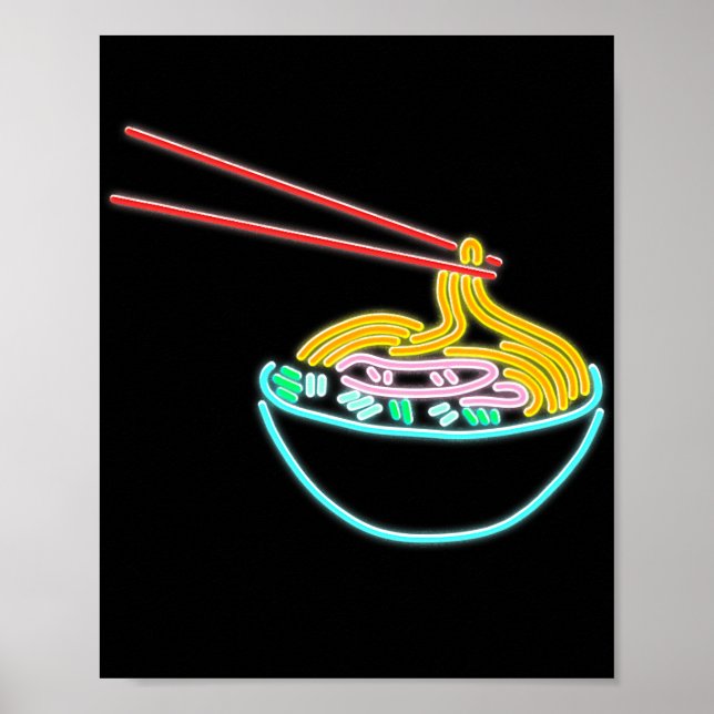 Poster Ramen Noodle Bowl Chopstick Retro (Frente)