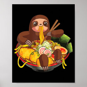Poster Ramen Sloth Kawaii Anime Comidas Japonesas Oferece