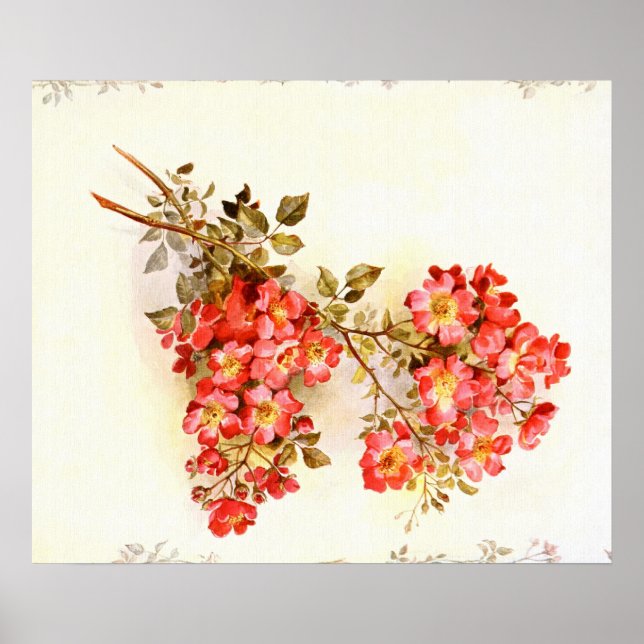 Poster Ramificação com flores rosa personalizadas (Frente)