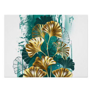 Pôster Ramificação com Ouro deixa Ginko Biloba