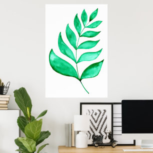 Poster Ramificação de aquarela simples - verde