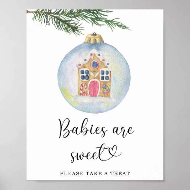 Poster Ramo de inverno - bebês são doces (Frente)