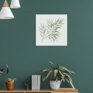 Poster Ramo de Oliveira Verde Delicado Parede Botânica Na