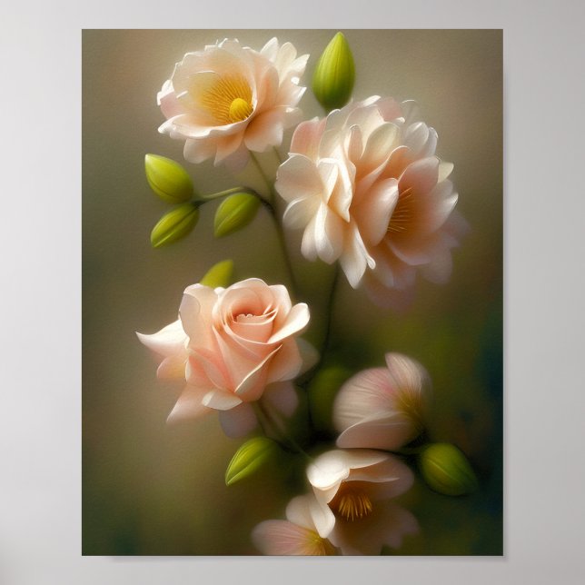 Poster Ramo de rosas rosa suave (Frente)