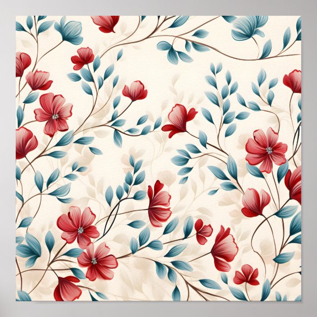 Poster Ramo Floral Botânico Elegante (Frente)