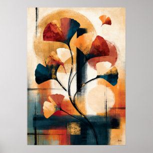 Poster Ramo Icho Ginkgo Gráfico Japonês Modernista Bota