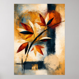 Poster Ramo Momiji Japonês Moderno Abstrato Orgânico