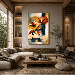 Poster Ramo Momiji Japonês Moderno Abstrato Orgânico