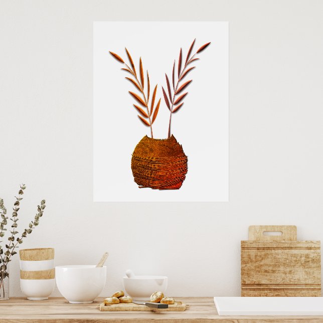 Poster Ramos de Boho de Olhar de Cobre Rustic Vase (Cozinha)